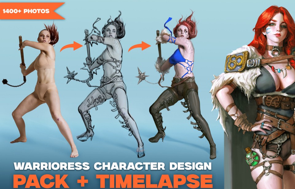 1400+ Warrioress Reference Pictures + PROCESS TIMELAPSE + PSD