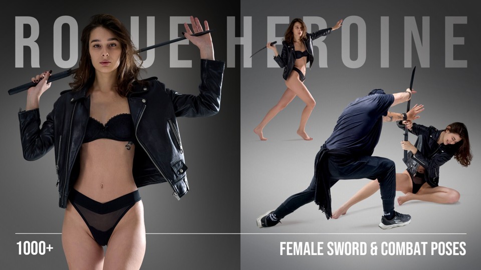 1000+ референсов девушки-бойца с мечом | 1000+ Rogue Heroine - Sword & Combat Poses