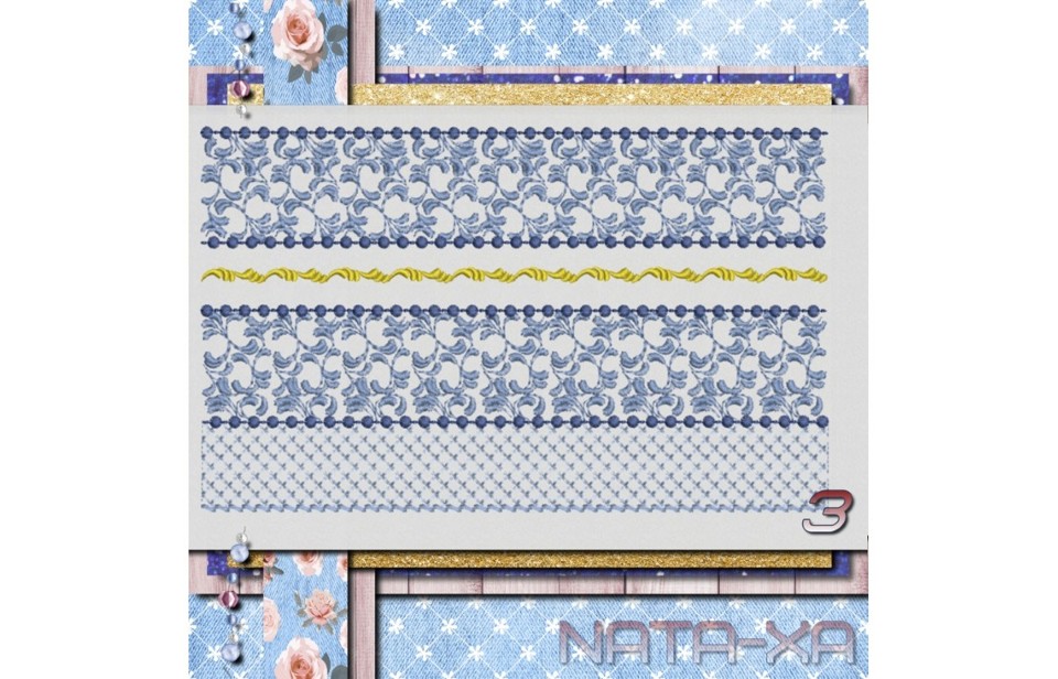 Голубые росы. Набор бордюров. Все размеры 4
