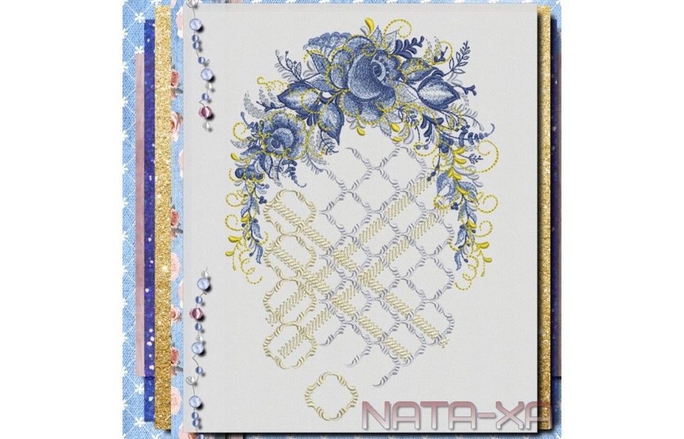 Голубые росы. Набор рукавов для маленьких пялец 2