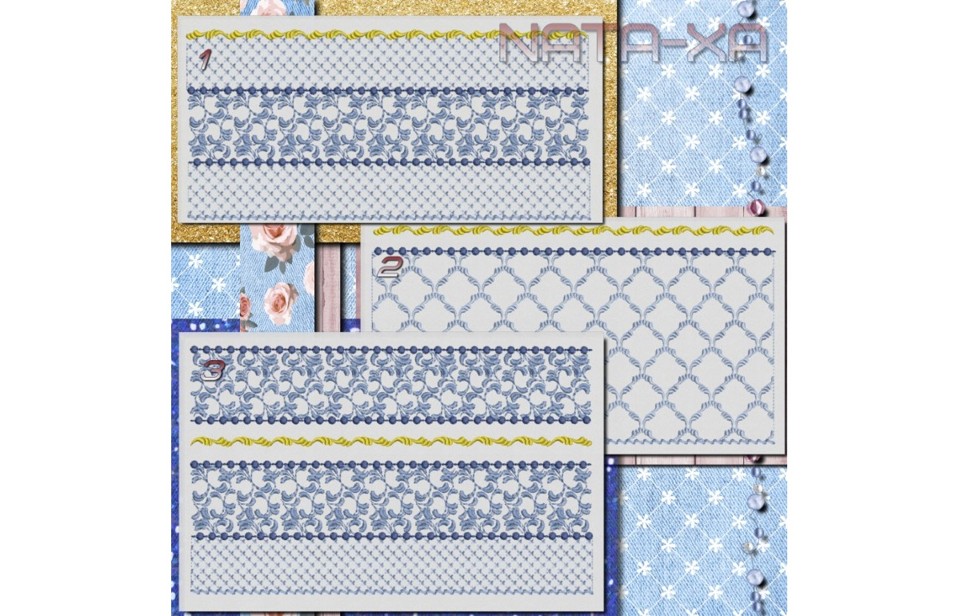 Голубые росы. Набор бордюров. Все размеры