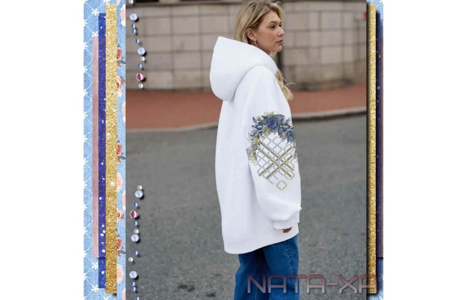 Голубые росы. Набор рукавов для больших пялец 6