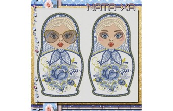 Голубые росы. Матрёшка. Набор №1. Все размеры 1