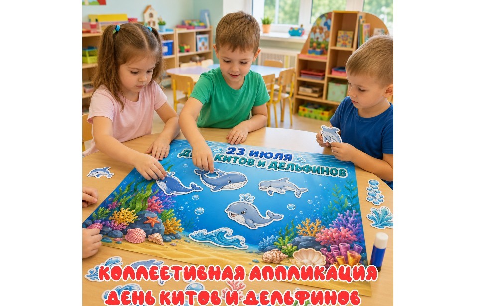 Коллективная аппликация ко Дню китов и дельфинов!