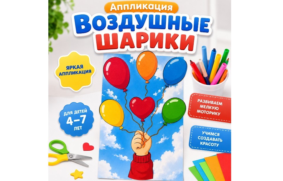 Аппликация «Воздушные шарики»