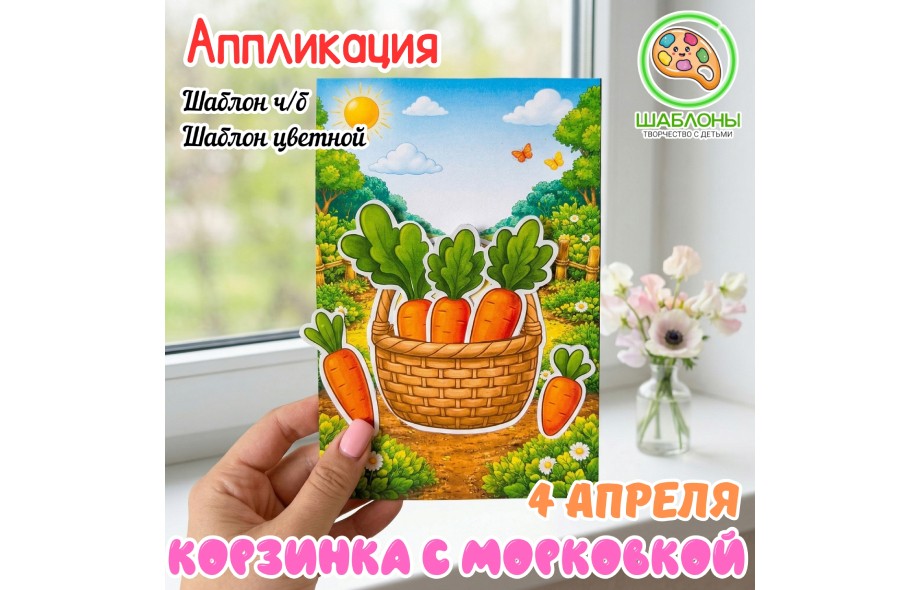 Аппликация «Корзинка с морковкой»