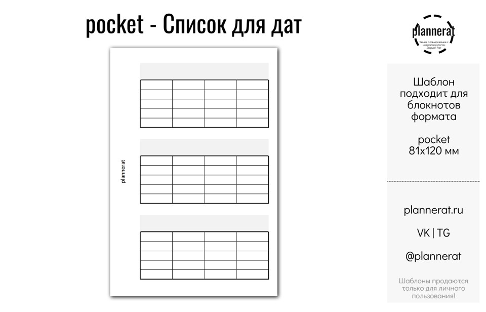 Pocket - Список для дат