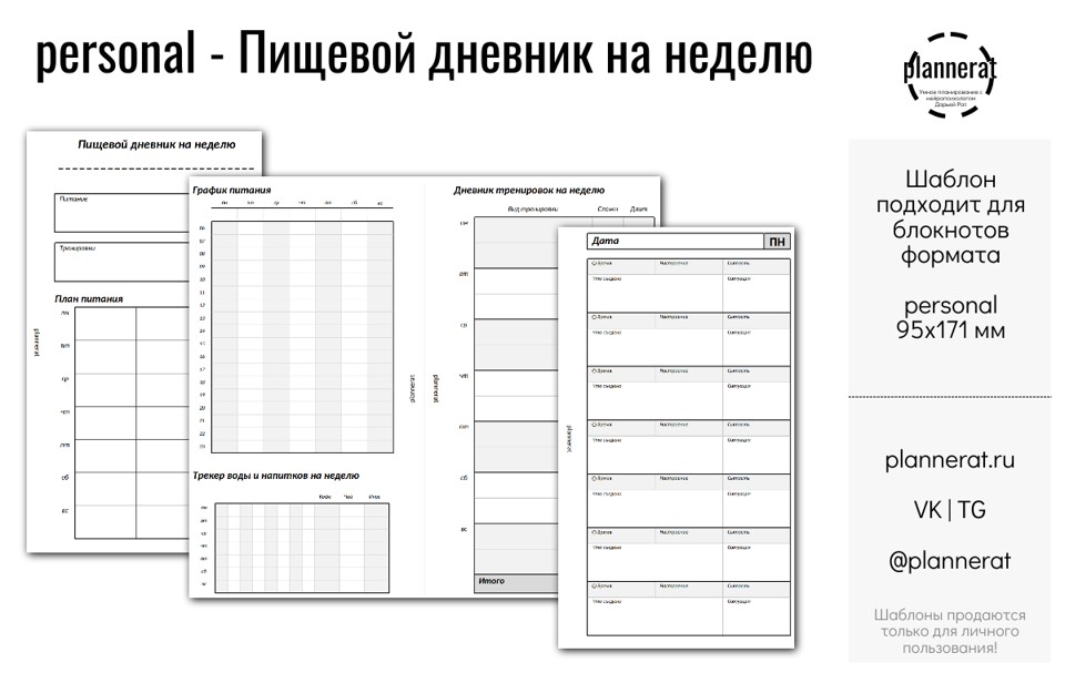 Personal - Пищевой дневник на неделю