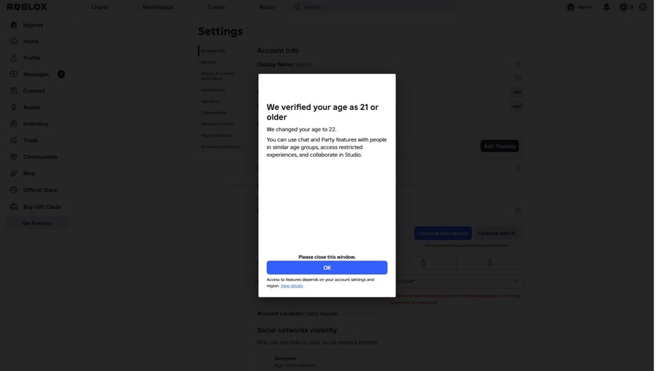 Аккаунт Roblox с Voice Chat 21+ | По паспорту 3