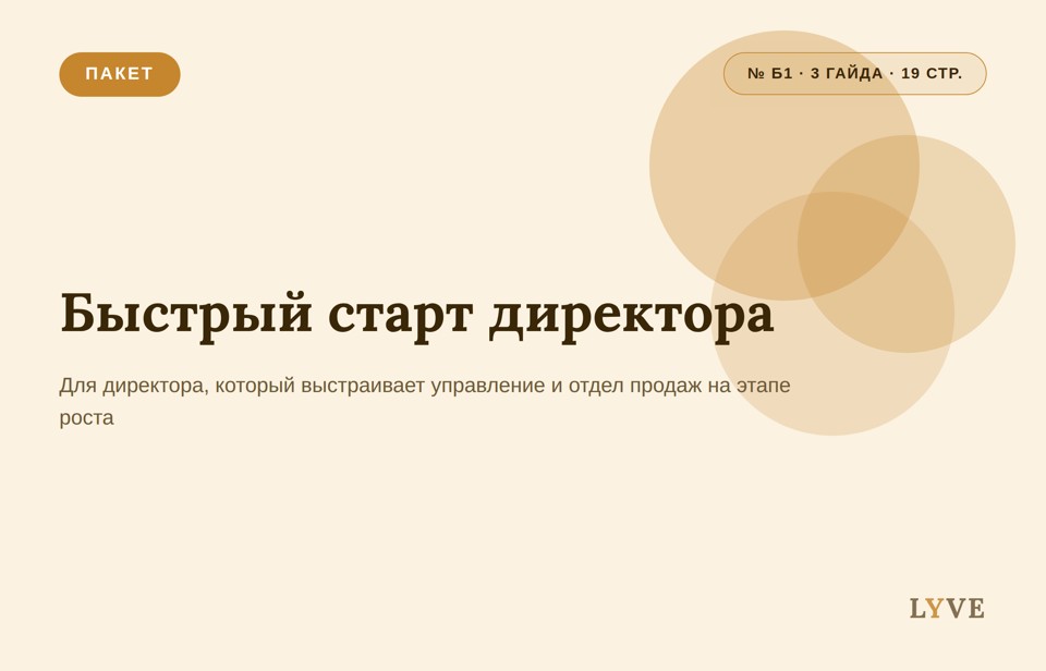 Быстрый старт директора (3 гайда внутри)